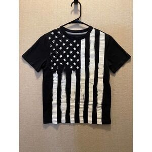 Arizona Jeans Shirt Boy's Medium (10/12) American Flag Black